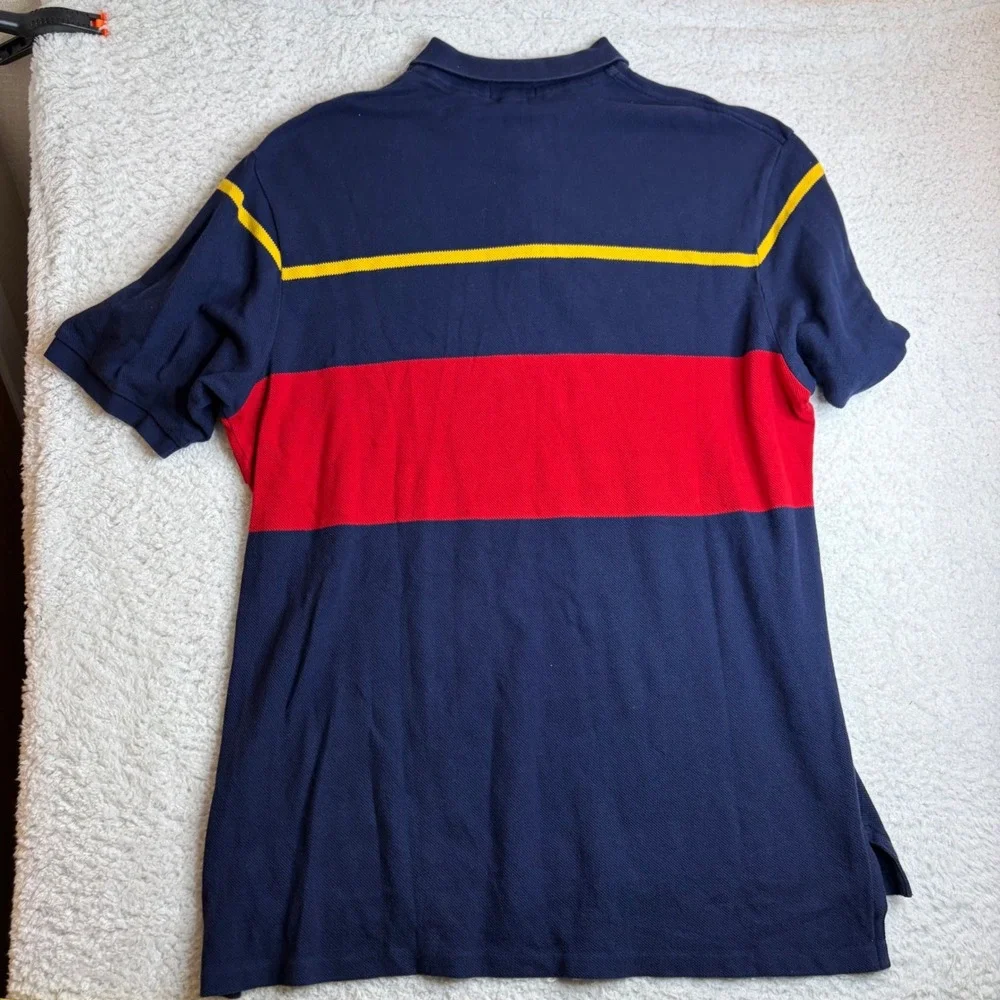 Polo Ralph Lauren rugby Polo Shirt 3XLT Tall Navy Red Yellow Colorblock vented